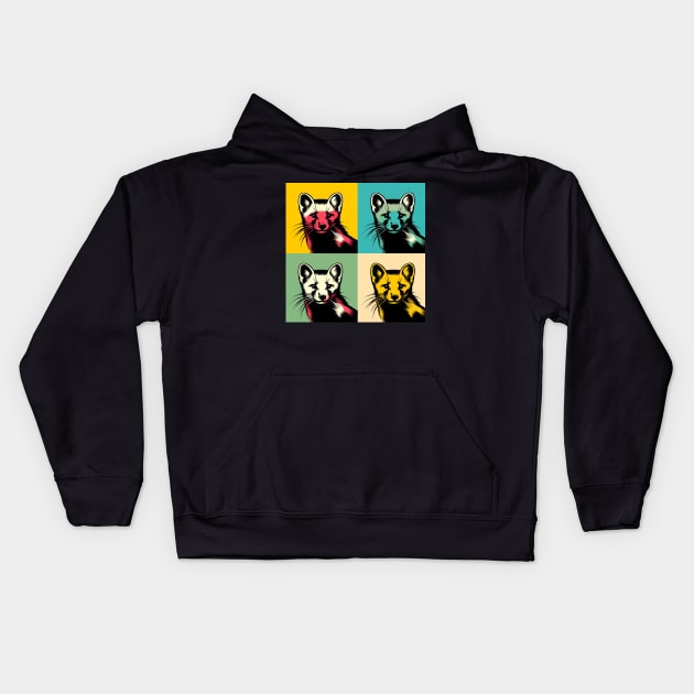 Mystic Marten Mosaic: A Pop Art Tribute Kids Hoodie by PawPopArt